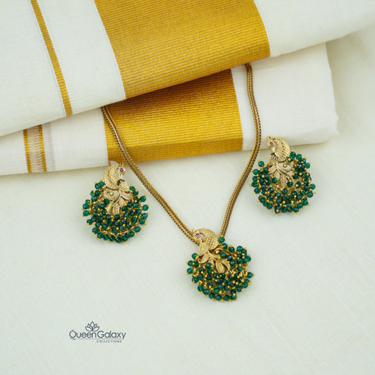 Antique Peacock Choker With Earrings