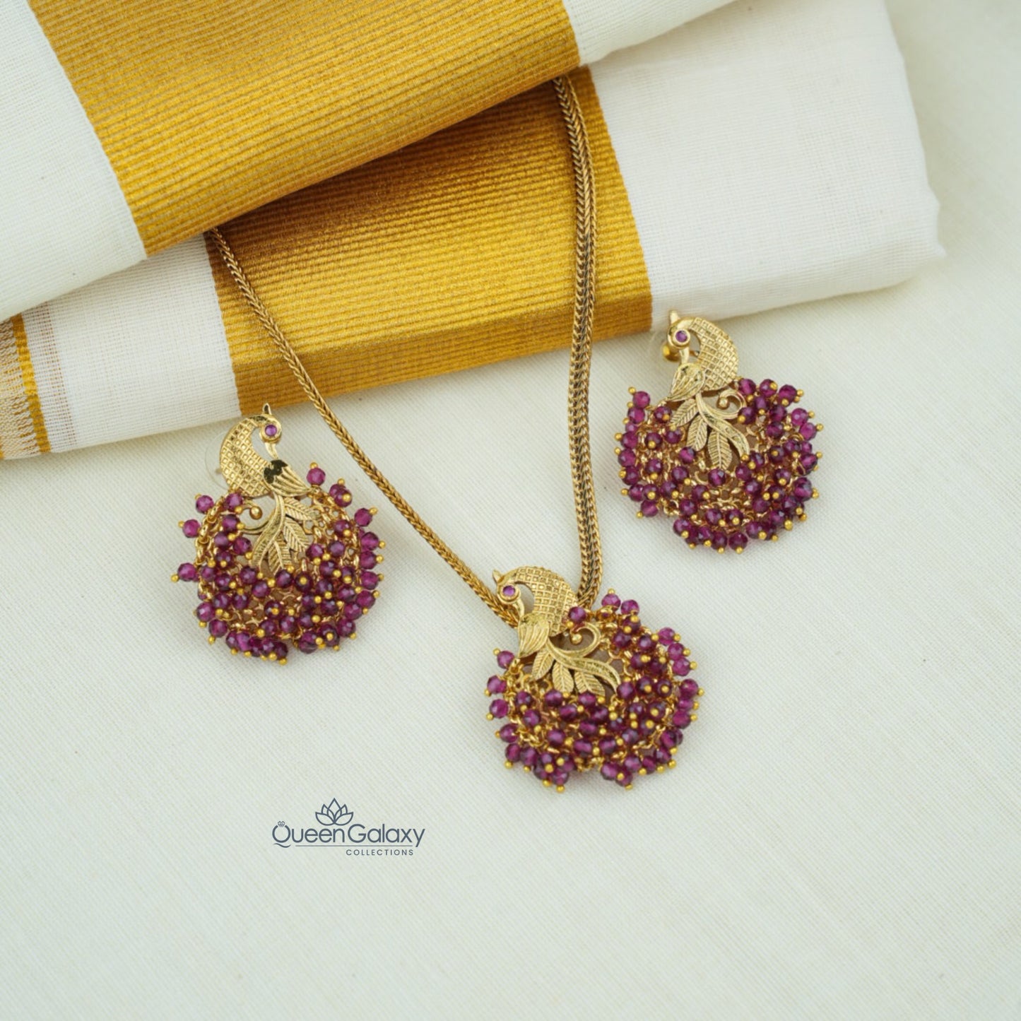 Antique Peacock Choker With Earrings