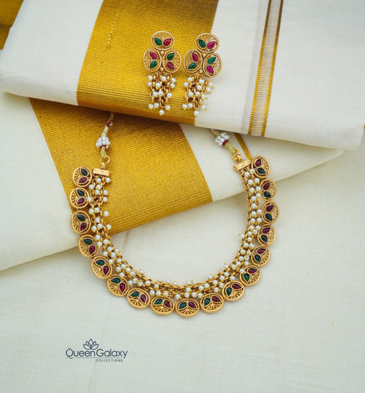 Antique Pearl Necklace With Earrings