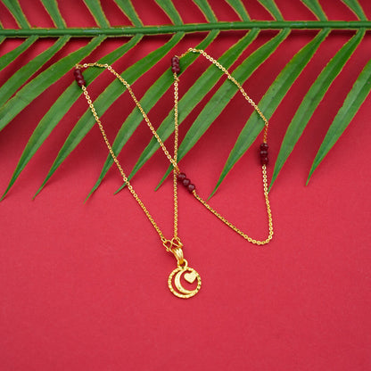 Goldplated Red Beads Chain With Pendent