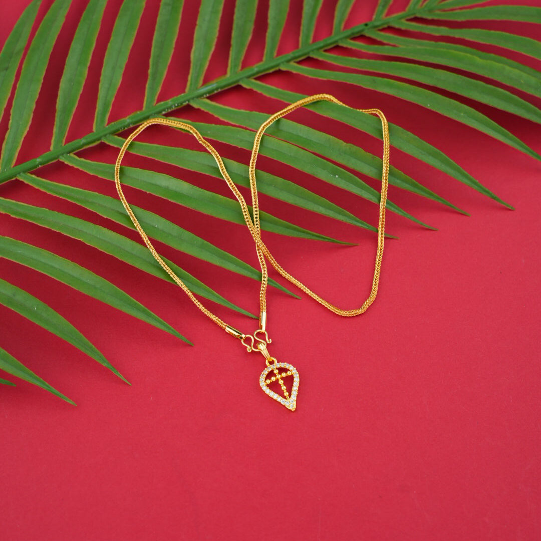 Goldplated Chain With AD Stone Thali