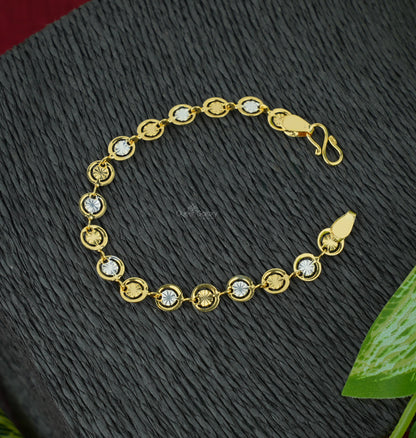 White Gold Plated Round Dual Tone Bracelet