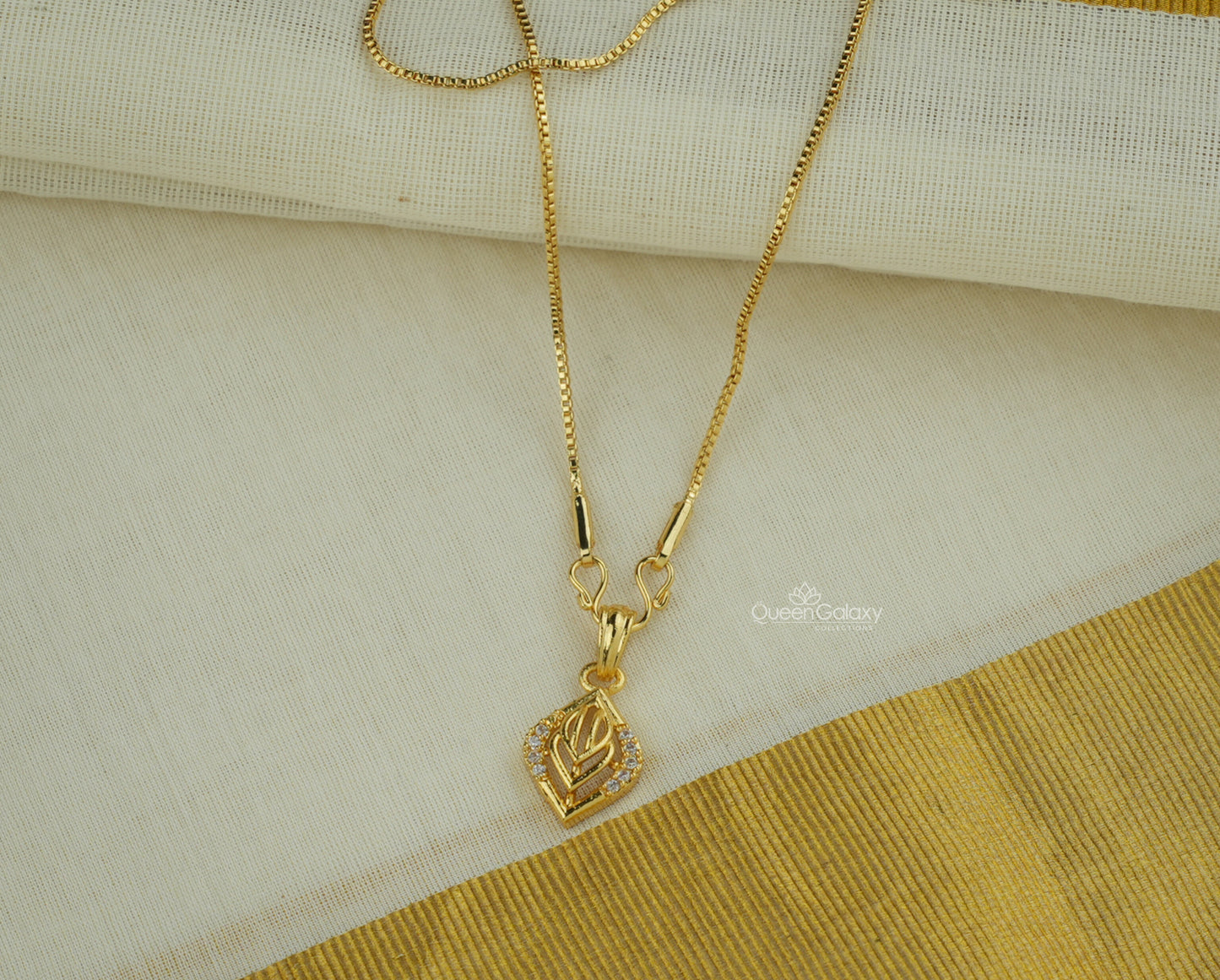 Goldplated Chain With AD Stone Pendant