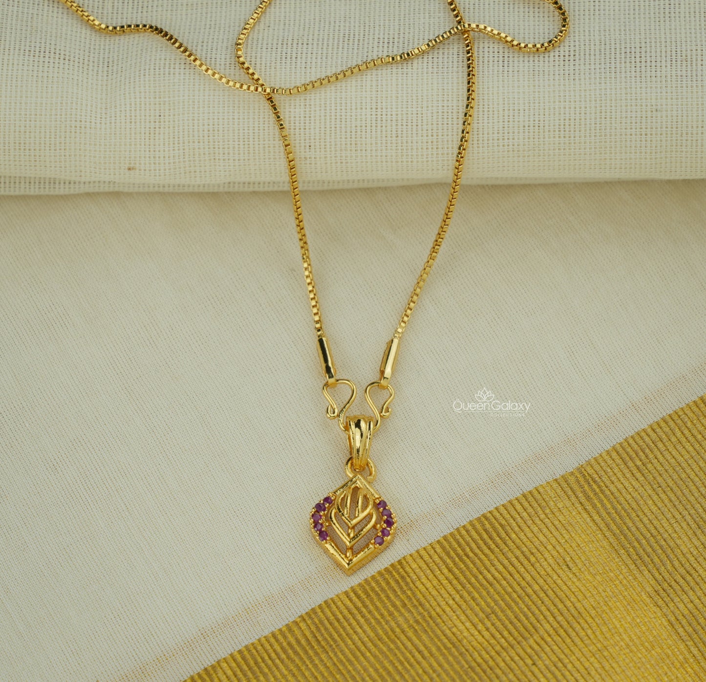 Goldplated Chain With AD Stone Pendant