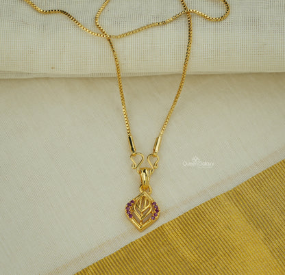 Goldplated Chain With AD Stone Pendant