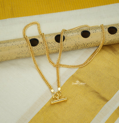 Gold Plated Curb Chain with Rod Pendant - queen galaxy collection