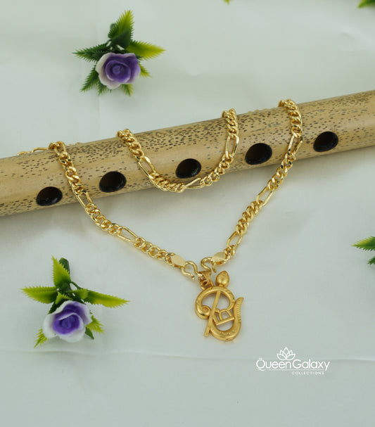 Gold Plated Sachin Chain with Murukan Vel Pendant - queen galaxy collection