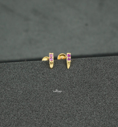 Goldplated AD Stone Nosepin And Second Stud