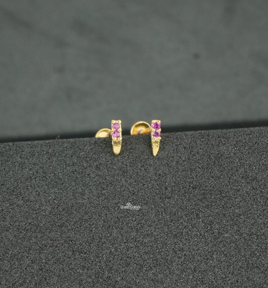 Goldplated AD Stone Nosepin And Second Stud