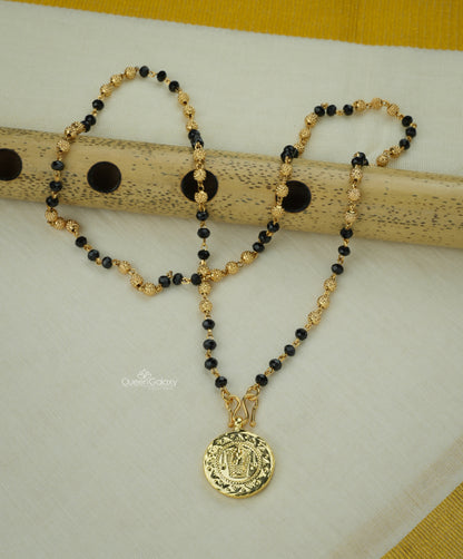 Gold Plated Karimani Mala with Traditional Pendant - queen galaxy collection