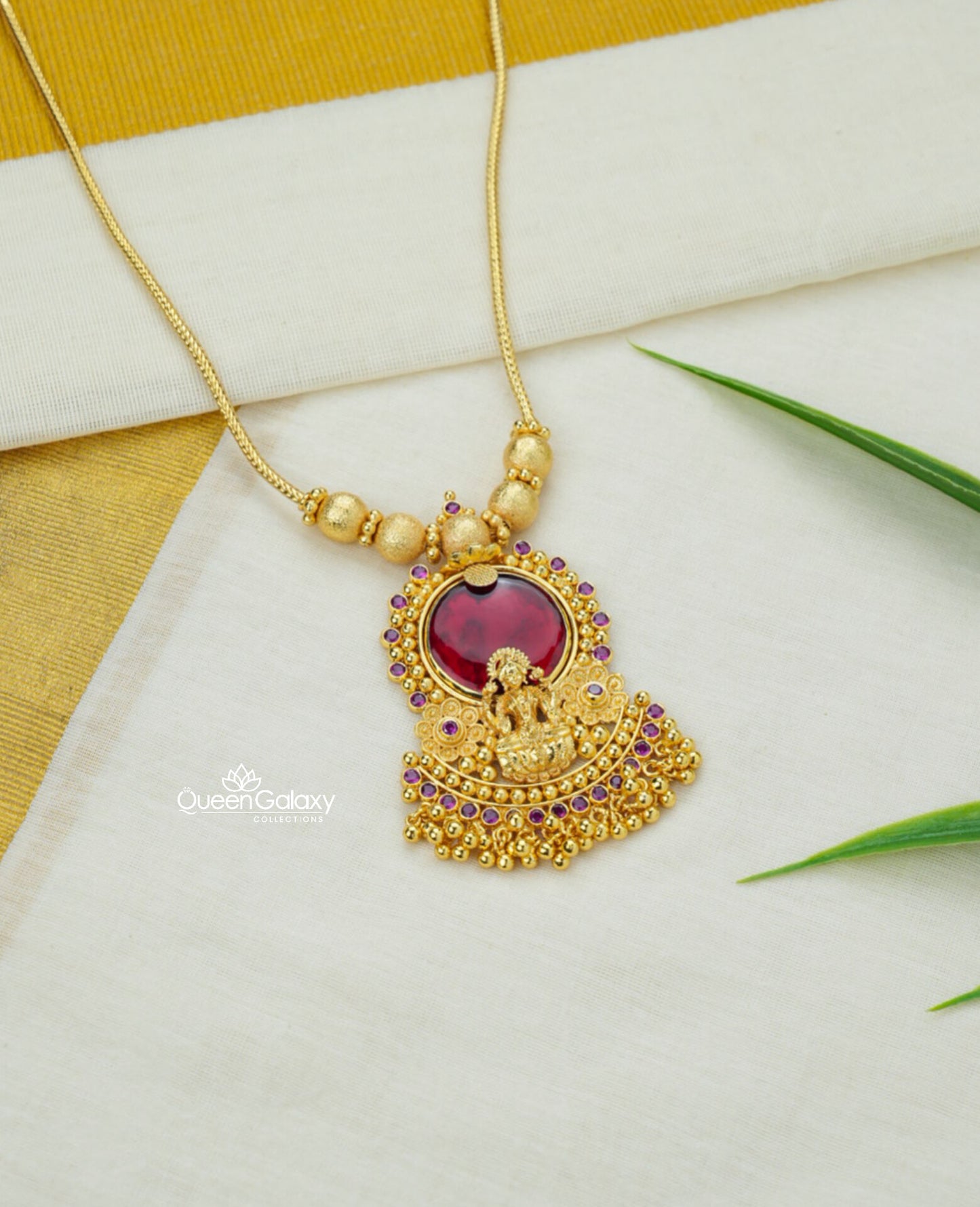 Goldplated Palakka Lakshmi Necklace