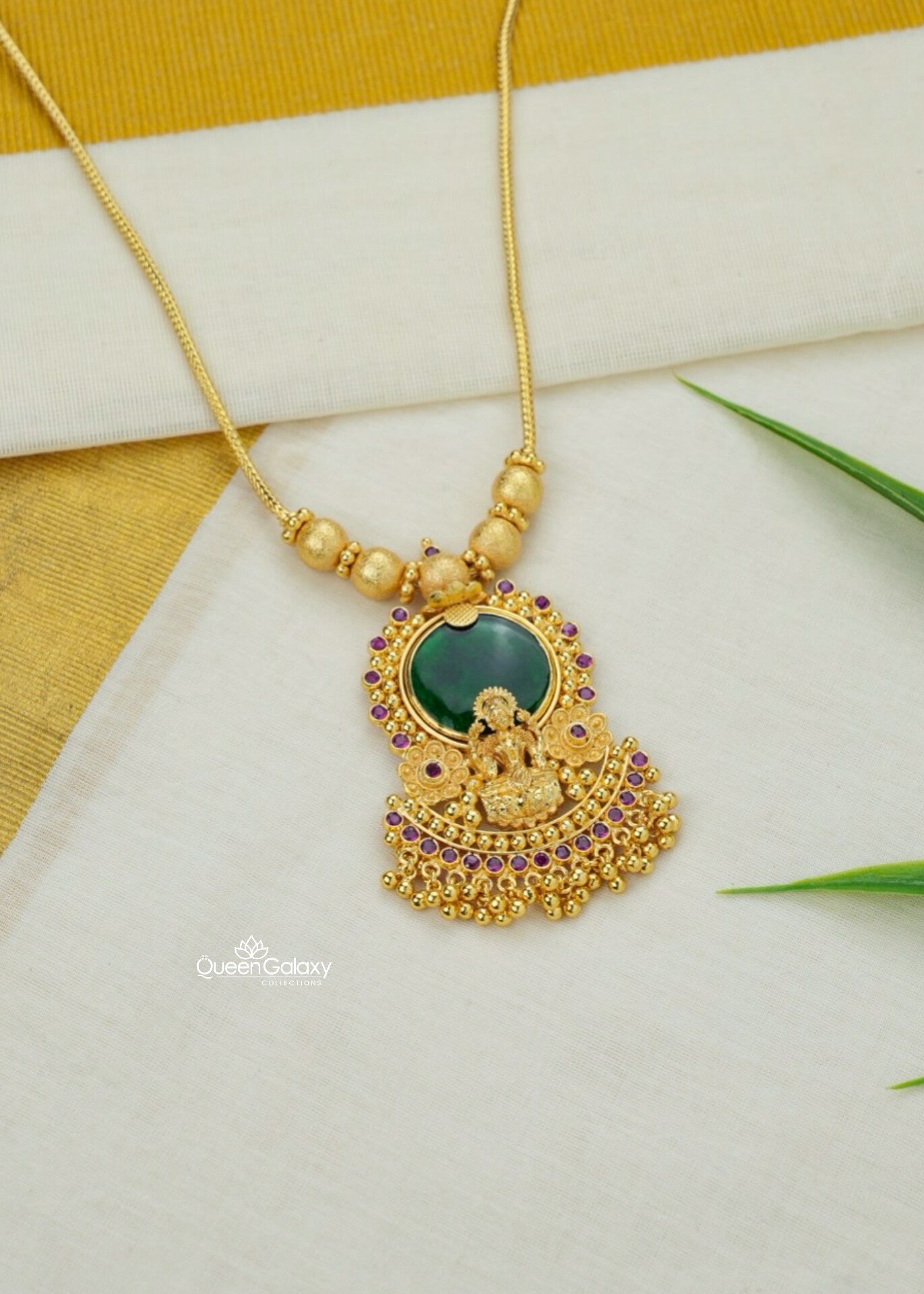 Goldplated Palakka Lakshmi Necklace