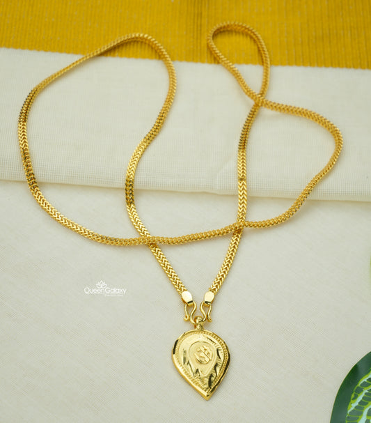 Gold plated thali chain with Om pendant – Queen Galaxy Collections