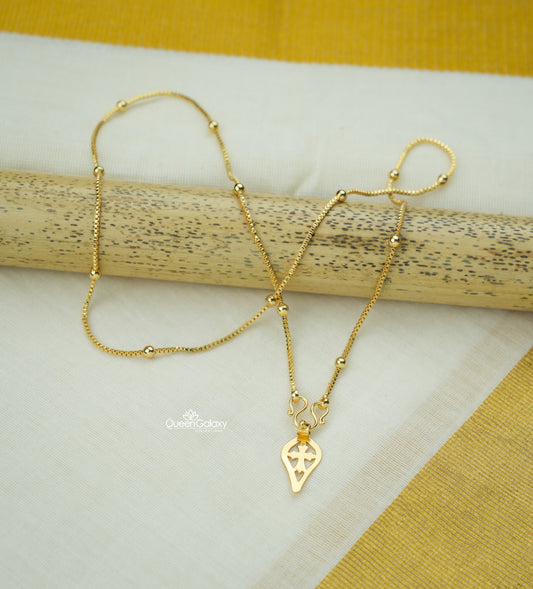 Gold-plated Christian thali chain with cross pendant – Queen Galaxy Collections
