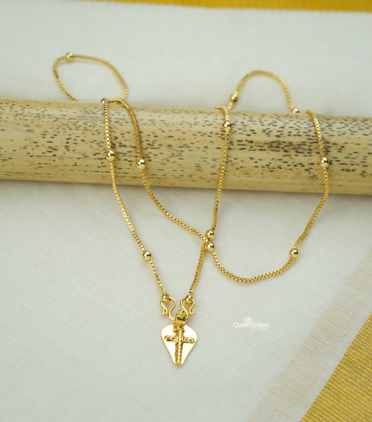 Gold plated Christian thali chain with cross pendant – Queen Galaxy Collections