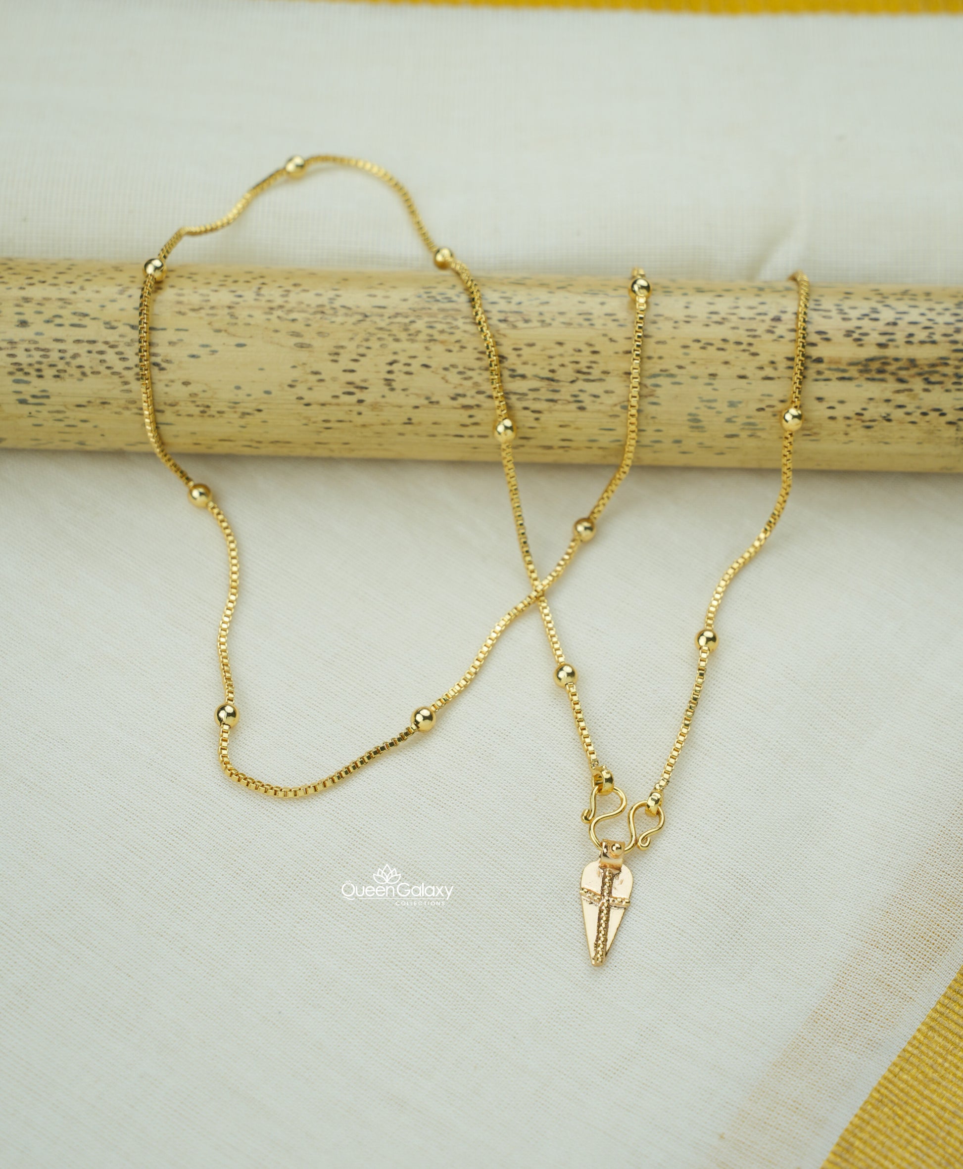 Gold plated chain with Christian thali pendant – Queen Galaxy Collections