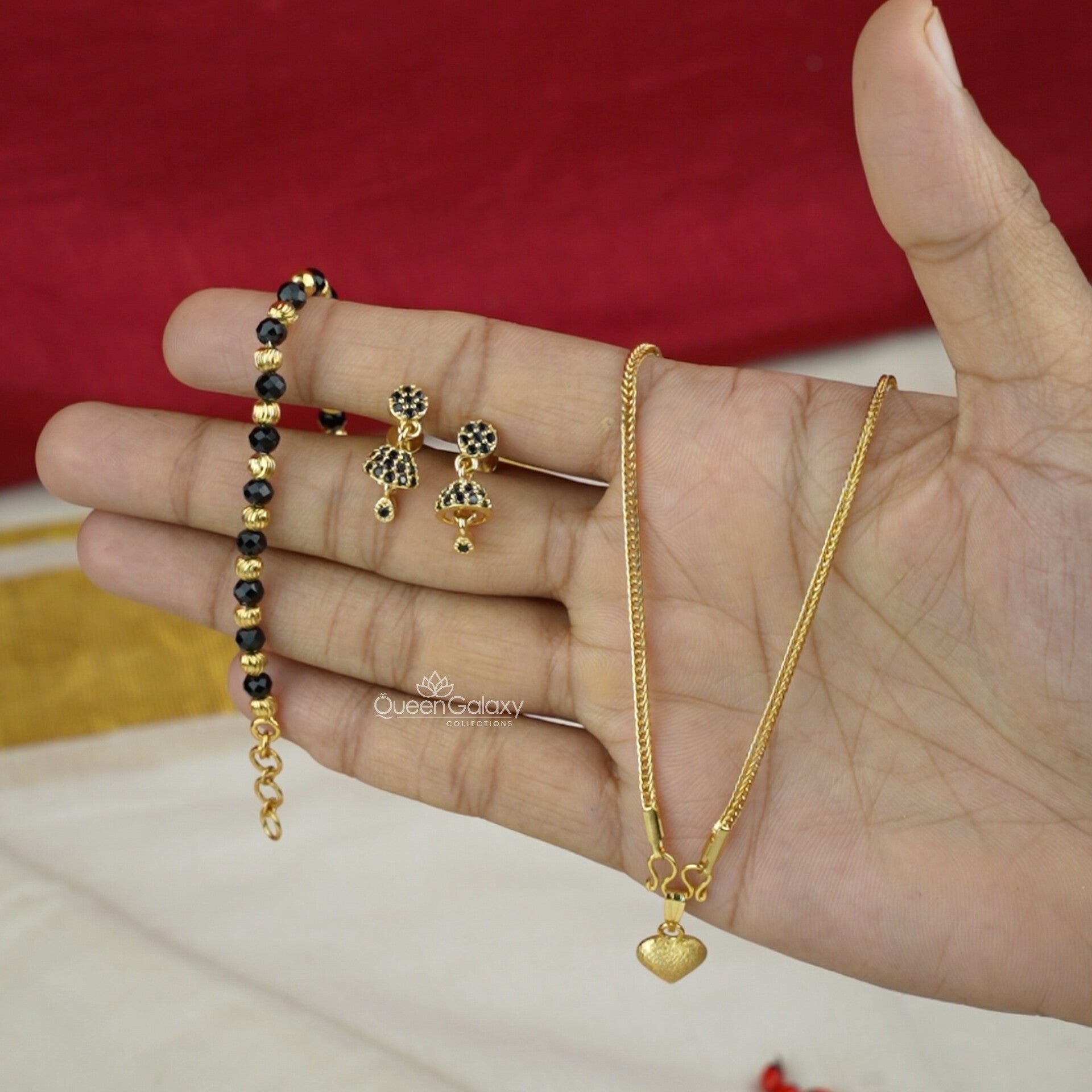 1 garm gold plated baby jewelry set including a pendant with chain, bracelet, and earrings 