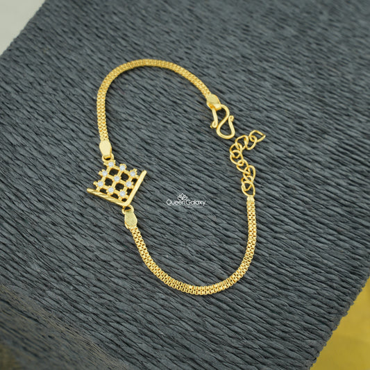 Gold Plated Grid AD Stone Bracelet