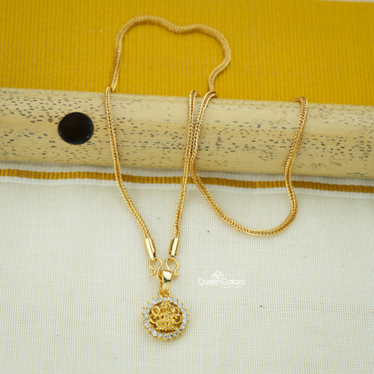 Gold plated chain with AD stone Lakshmi pendant – Queen Galaxy Collections