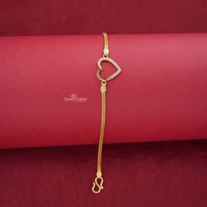 Stylish Gold Plated AD Stone Heart Bracelet (BRAC241) 