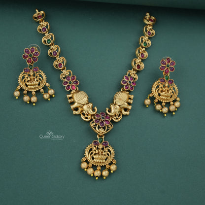 Antique Lakshmi Necklace With Earrings
