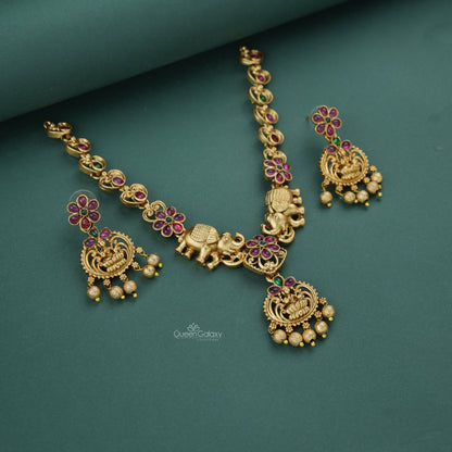 Antique Lakshmi Necklace With Earrings