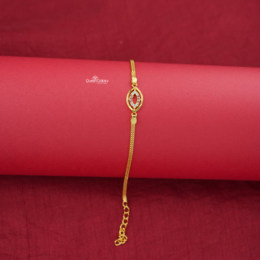 Gold Plated AD Ruby and White Stone Mixed Bracelet