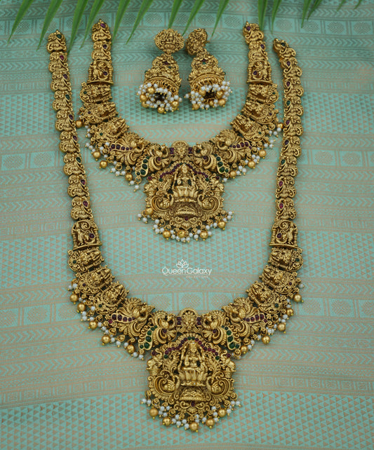Antique Lakshmi Haram And Necklace With Jimikki