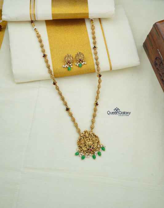 Antique Lakshmi Long Haram With Stud
