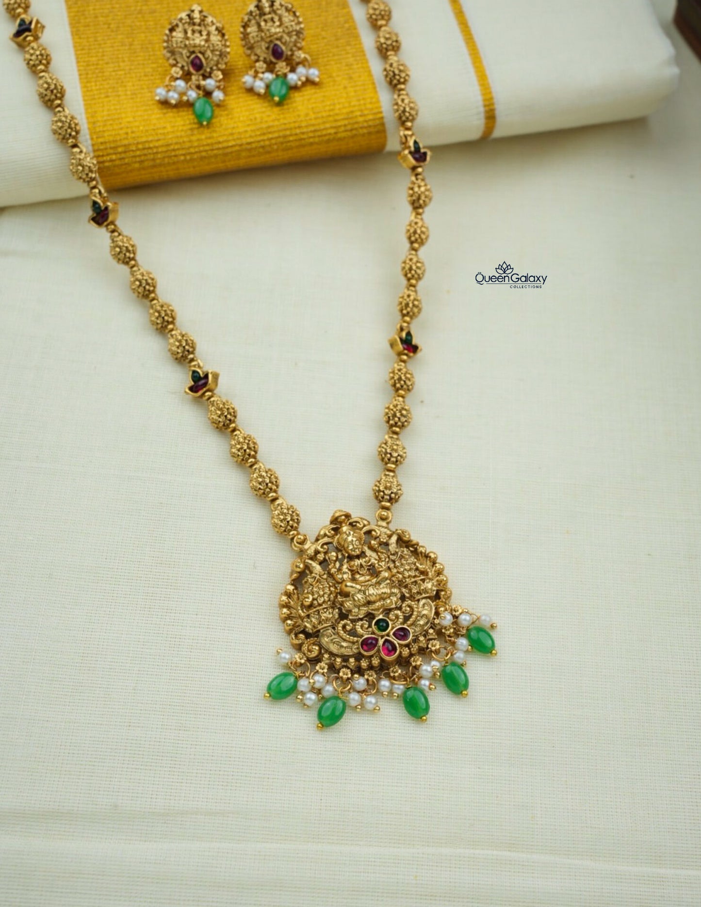 Antique Lakshmi Long Haram With Stud