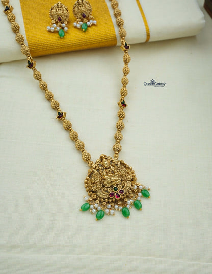 Antique Lakshmi Long Haram With Stud