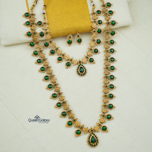 Antique Palakka Necklace And Haram With Stud