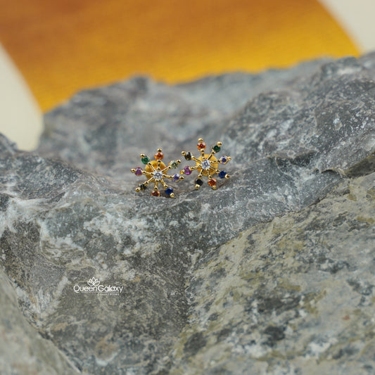 Goldplated Multicolor AD Stone Stud