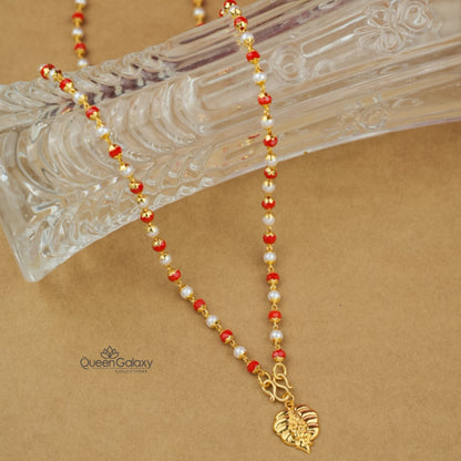 Gold Plated Coral Chain With Pendant