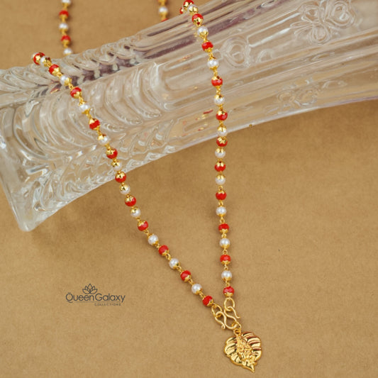 Gold Plated Coral Chain With Pendant