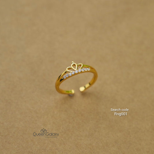 Goldplated AD Stone Adjustable Ring