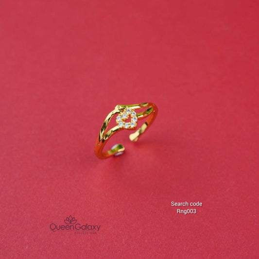 Goldplated AD Stone Adjustale Ring