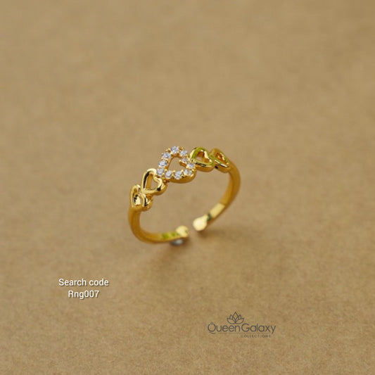 Goldplated AD Stone Adjustable Ring