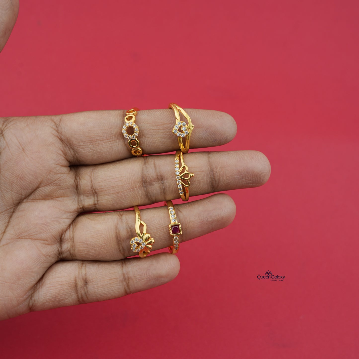 Goldplated AD Stone Adjustable Ring