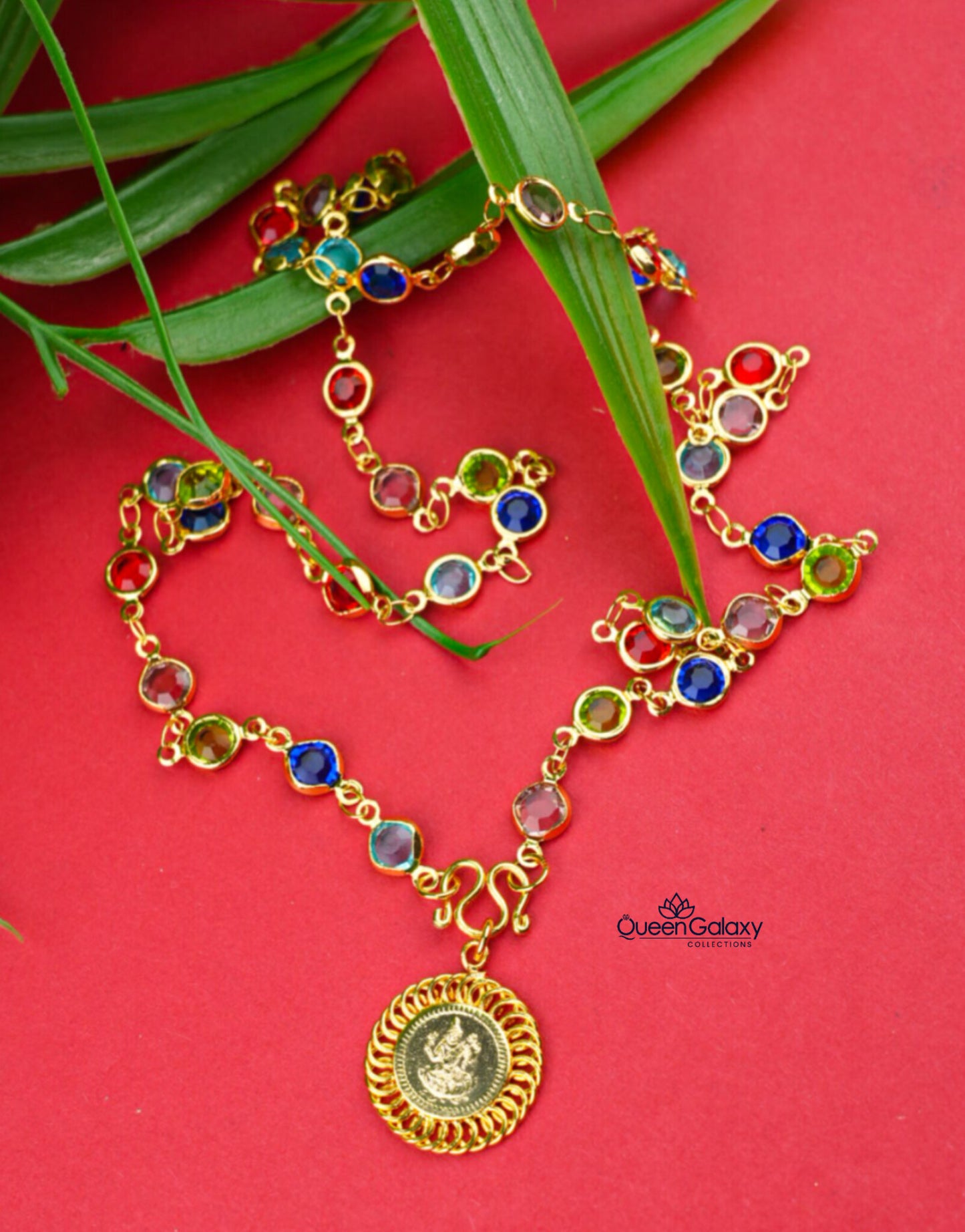 Goldplated Coral Chain With Pendant