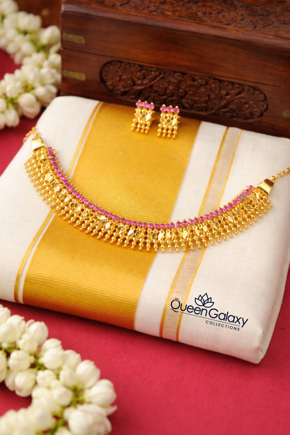 Goldplated Ruby Stone Elakathali With Stud