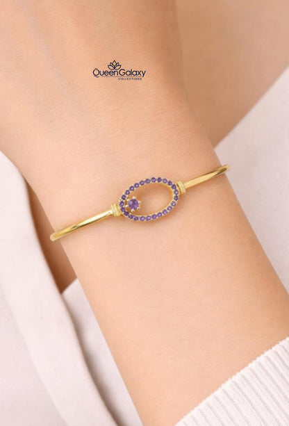 Goldplated AD Stone Lock Bangle
