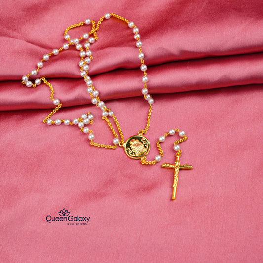 Gold Plated Pearl Rosary