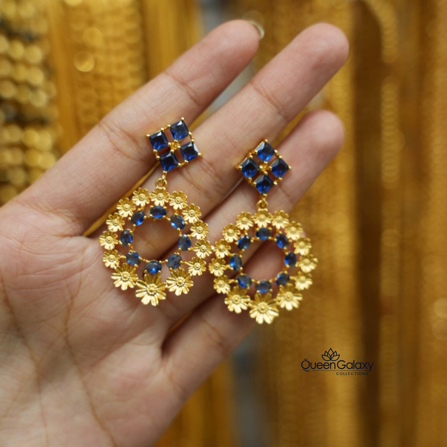 Gold Plated Ad Stone Earrings