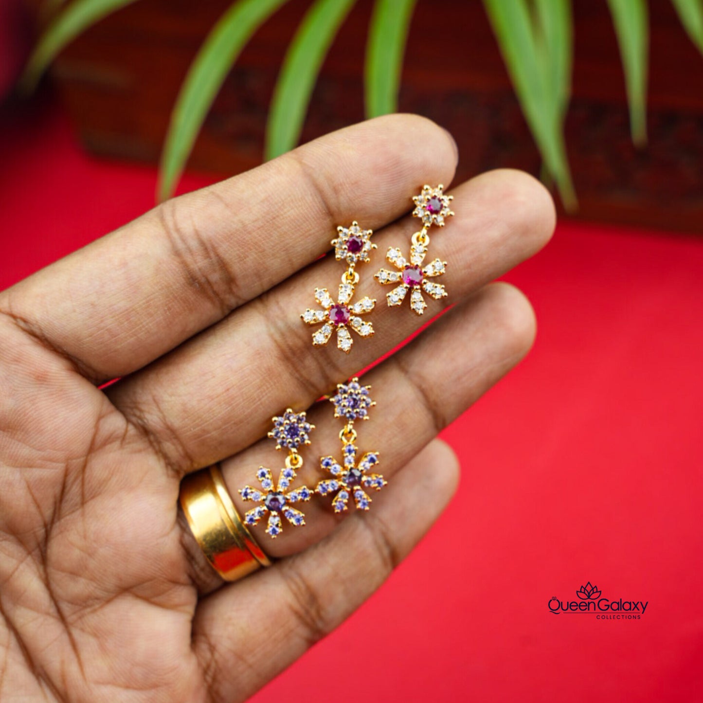Gold Plated AD Stone Earrings