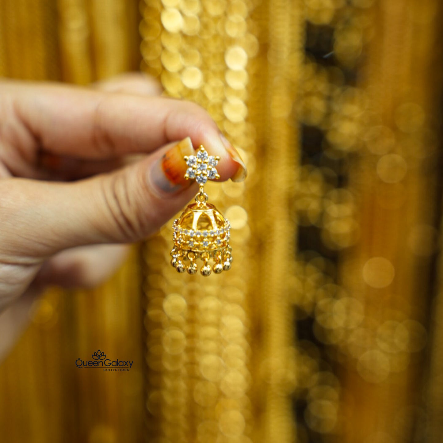 Gold Plated AD Stone Jumka