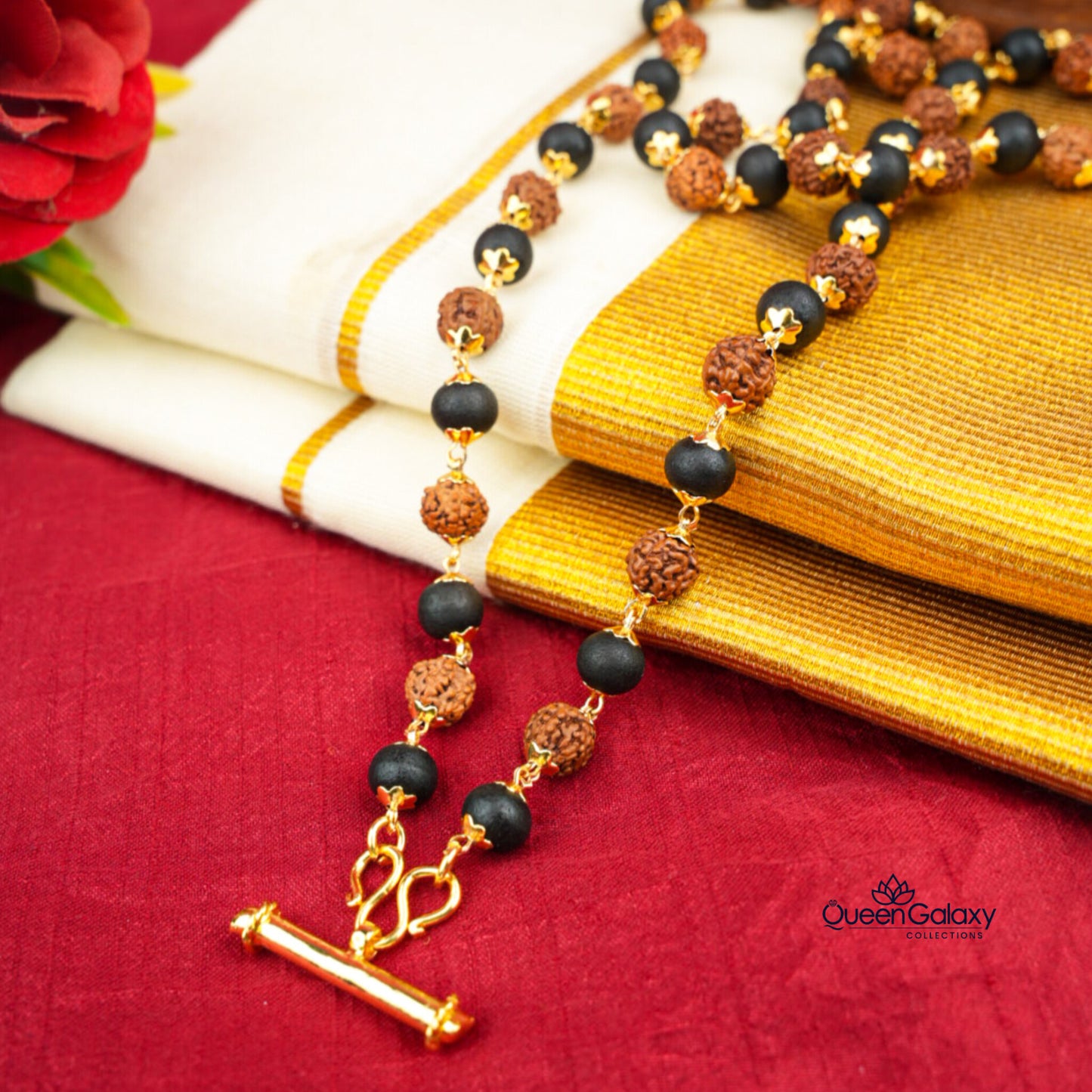 Gold Plated Rudhraksham And Karigali Chain With Pendant