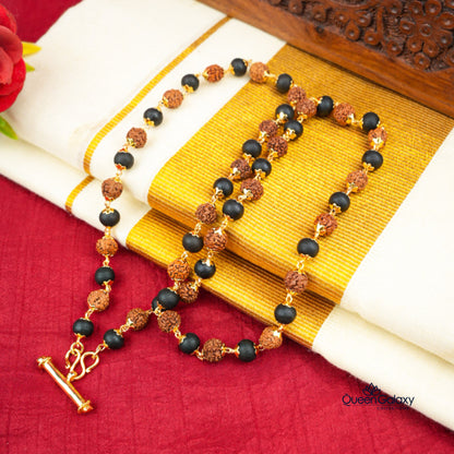 Gold Plated Rudhraksham And Karigali Chain With Pendant