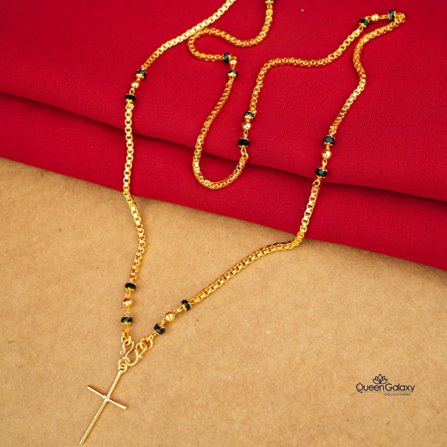 Gold Plated Karimani Chain With Cross