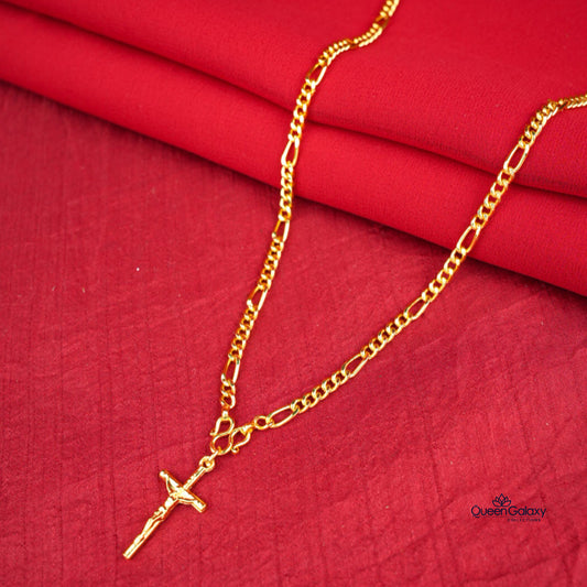 Gold Plated Sachin Chain  With Cross